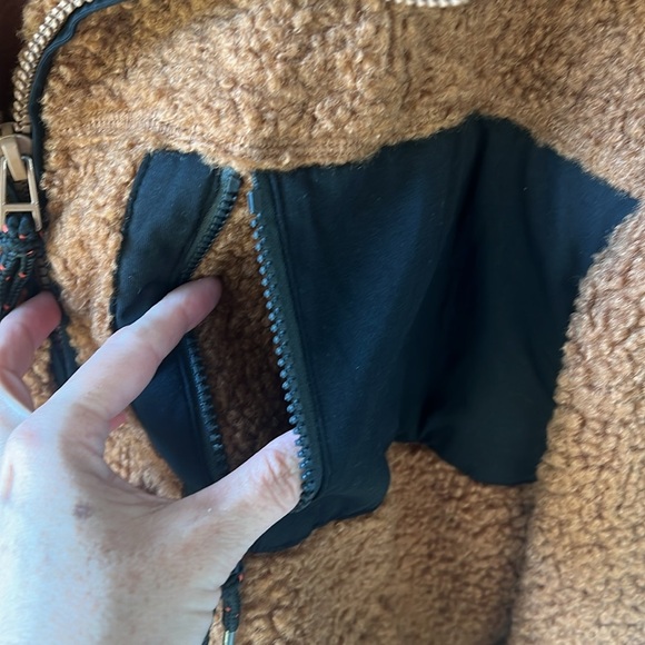Another Love Rust & Black Sz L Sherpa Teddy Zip Up Jacket - Picture 9 of 11